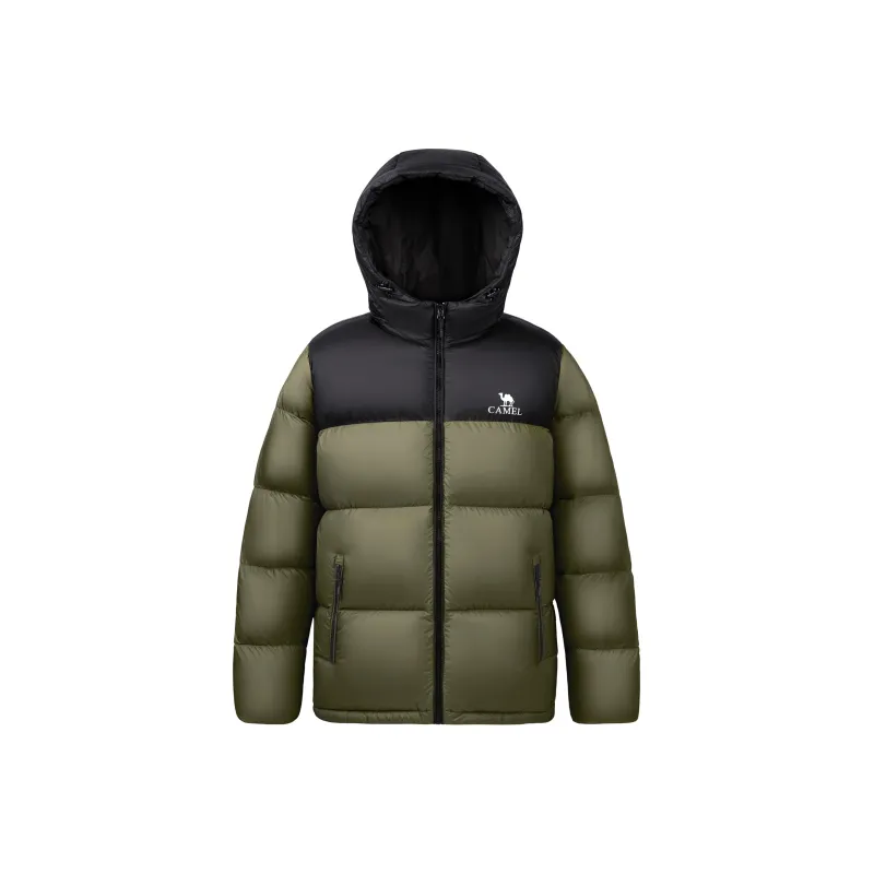 CAMEL Thermal Cold Resistant Color Block Hooded Puffy Down Jacket Unisex-4
