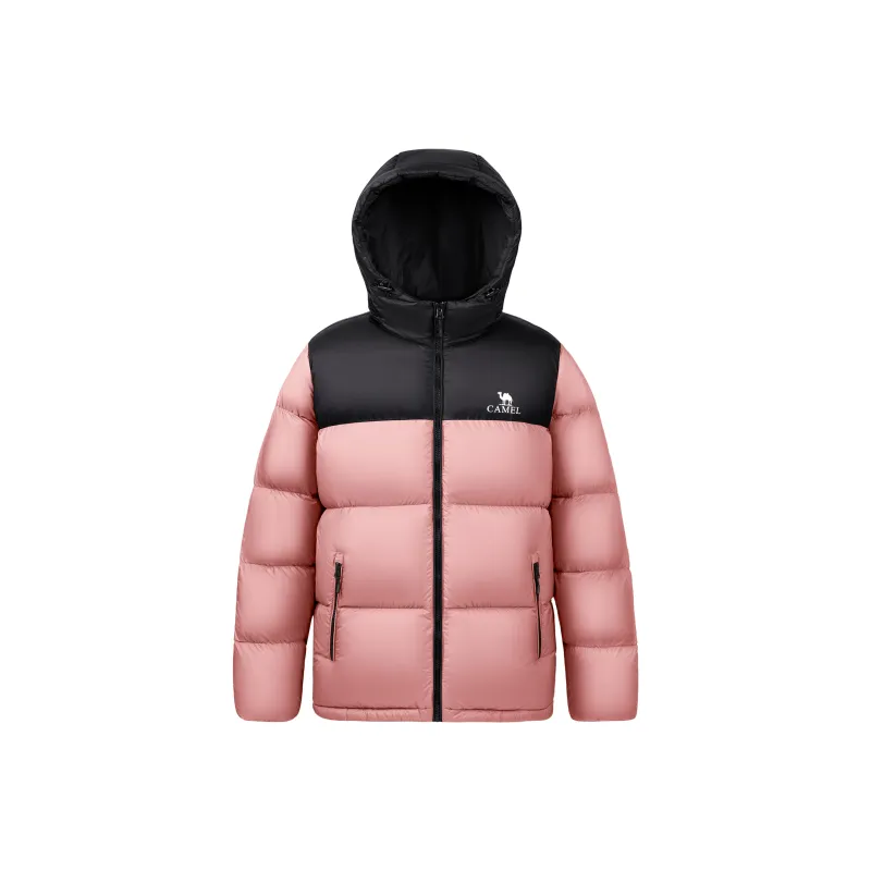 CAMEL Thermal Cold Resistant Color Block Hooded Puffy Down Jacket Unisex-6