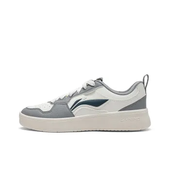 LiNing Early Cloud Abrasion Resistant Slip Resistant Low Top Skateboard Shoes Men's Gray White