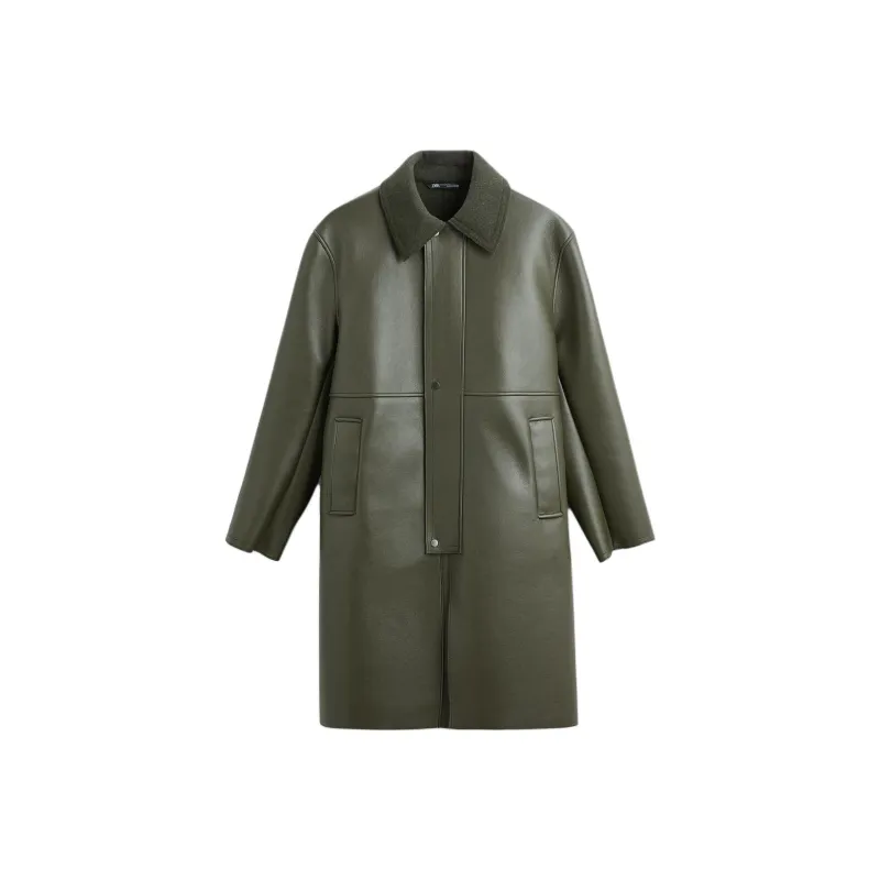 ZARA Coats Men Dark Green-0