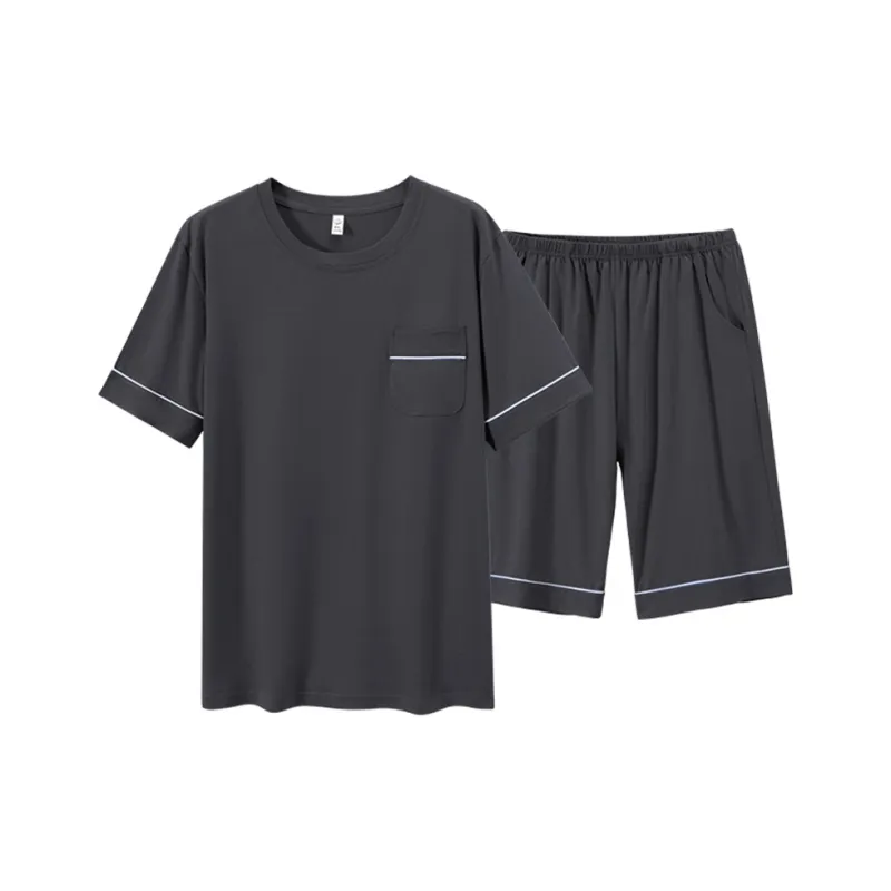 Cotton Gene Pajama Set Men's Dark Gray-0