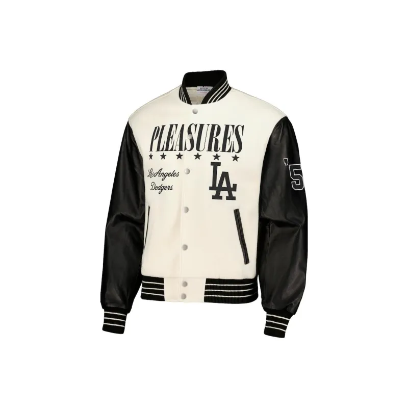 MLB x PLEASURES FW23 Baseball Jacket Men's White-0