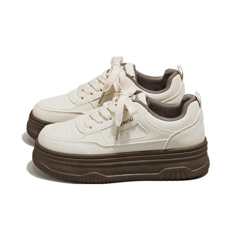 HUANQIU Slip Resistant, Abrasion Resistant, Breathable Low Top Skateboard Shoes Women's Light Coffee-1