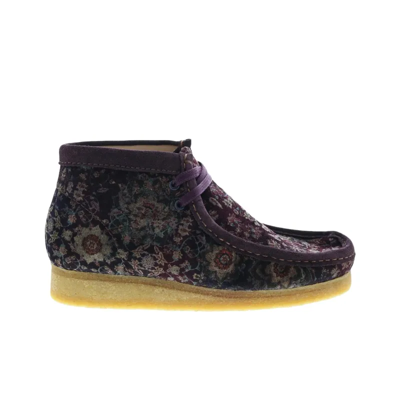 Clarks Originals Wallabee Boot Burgundy Velvet Carpet Pattern-1