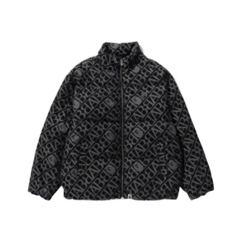 A BATHING APE Denim Monogram Puffer Down Jacket