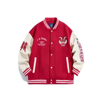 FANBIOU Baseball Jacket Unisex New Year Red