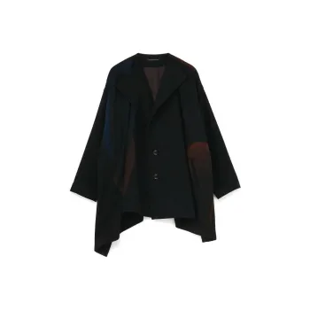 Yohji Yamamoto Wool Flannel Burari Polka Dot Collarless Jacket Jackets Coats Men's Black