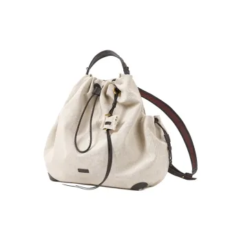Songmont Cow Leather With Fabric Backpack Large Size Unisex White Tea Color Endure Set & Blue Dyed Endure Set