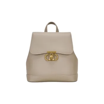 Hush Puppies Cow Leather With Synthetic Leather Backpack Medium Size Women's Khaki