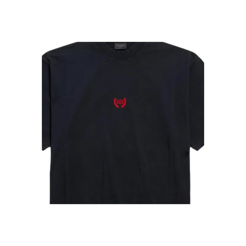 Balenciaga Laurel Logo embroidered T shirt-4
