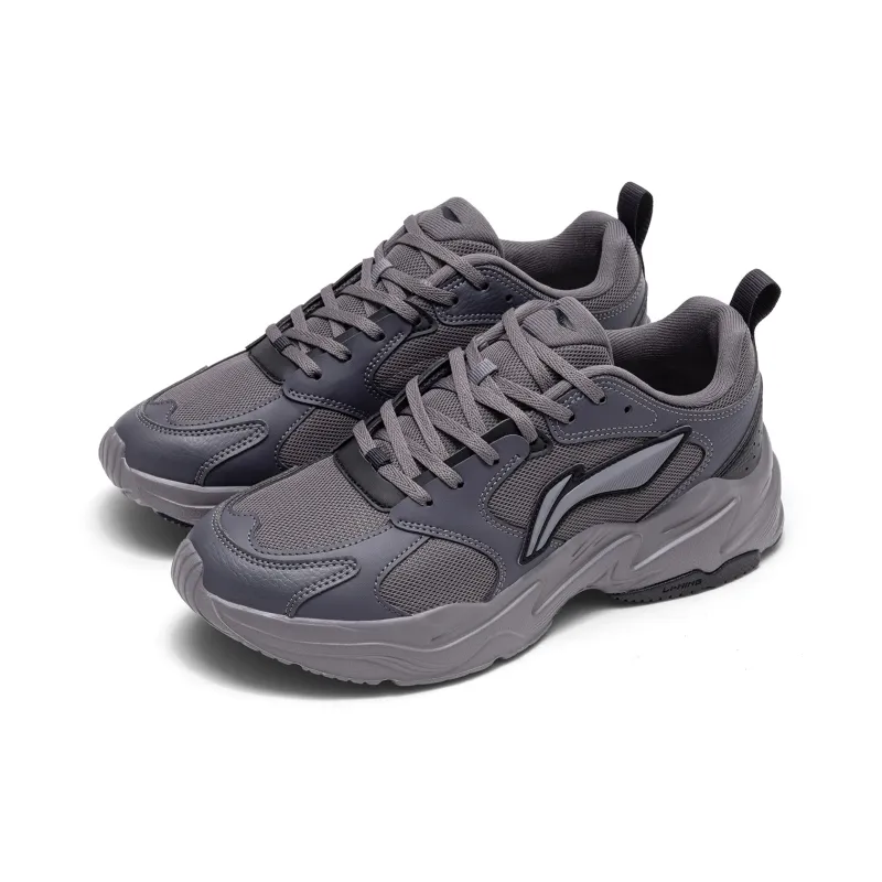 LiNing Pulse Abrasion Resistant Breathable Support Low Top Chunky Sneakers Men's Smoke Ink Gray-2