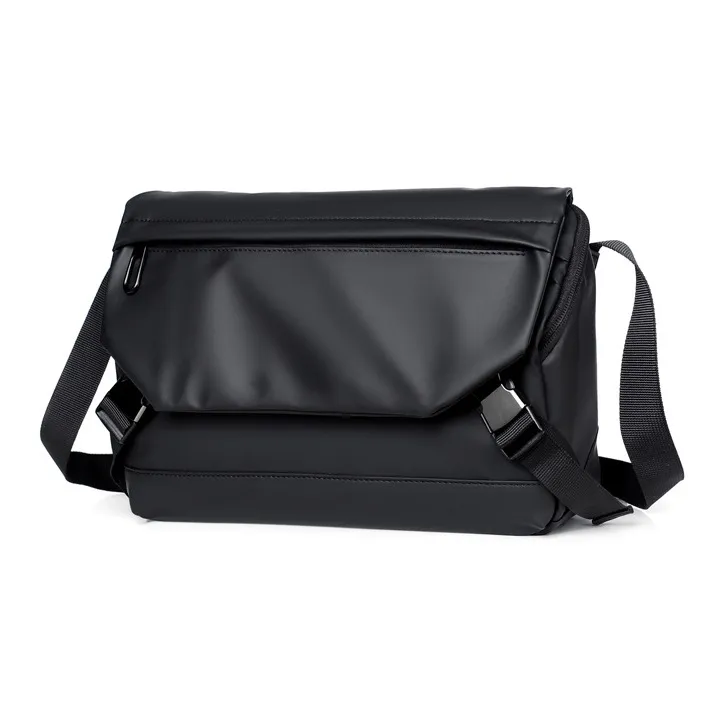 Old Man's Head Fabric Crossbody Bag, Shoulder Bag Men's Black-1