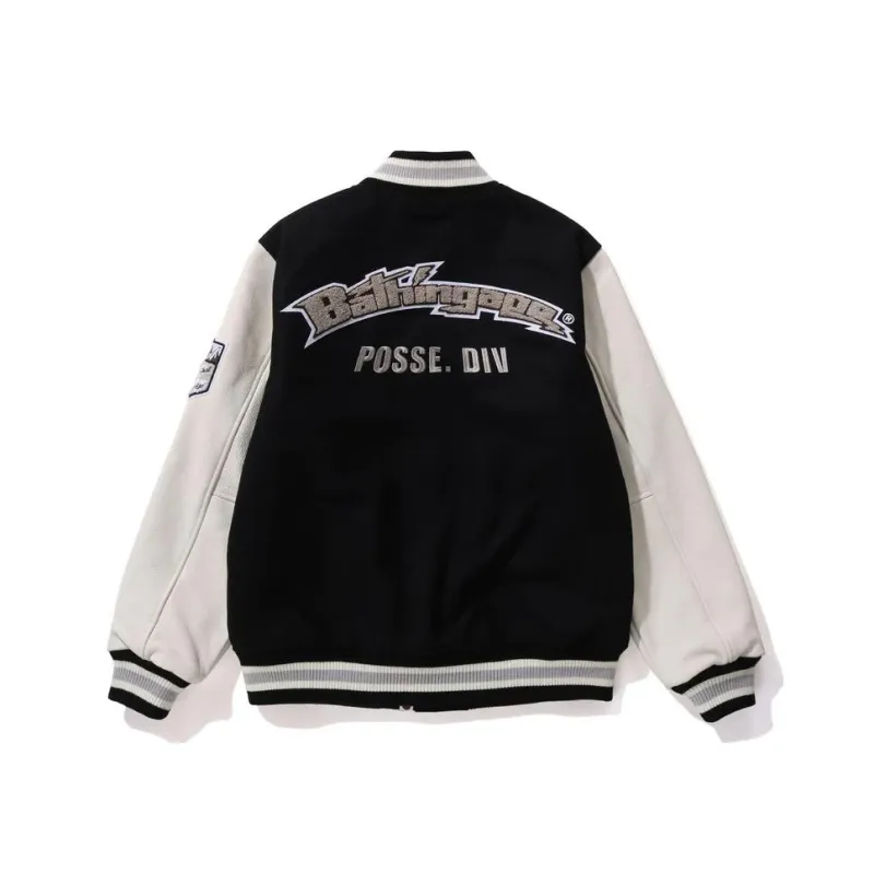 A BATHING APE Logo Patch Varsity Jacket-0