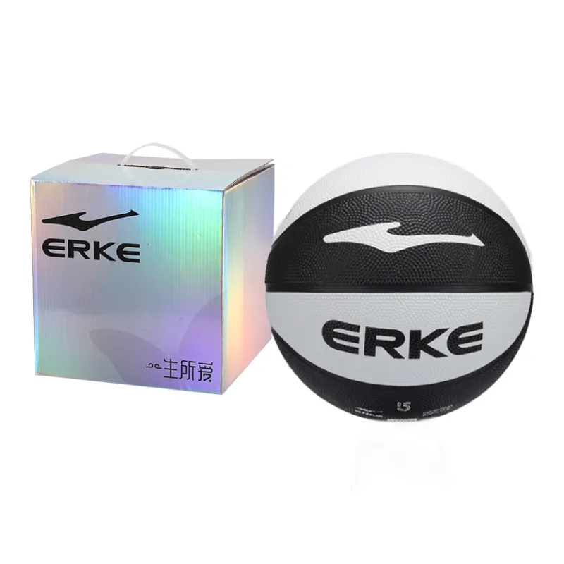 Erke Rubber Multicolor Basketball Black White Size 5 Ball Competition Training Unisex-5