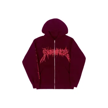 Revenge F-VETEMENTS MAROON ZIP HOODIE Jackets Coats Unisex Red