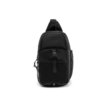 LiNing Fitness Series Polyester One Shoulder Crossbody Bag, Sling Bag Unisex Black