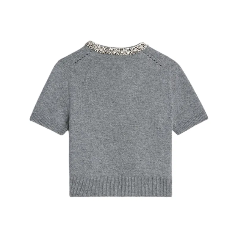 CELINE Embroidered Cropped Cardigan In Cashmere-1