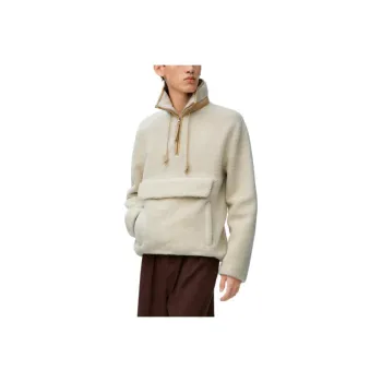 LOEWE Shearling Windproof Jacket Jackets Coats Men's Light White