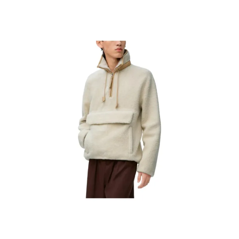 LOEWE Shearling Windproof Jacket Jackets Coats Men's Light White-0