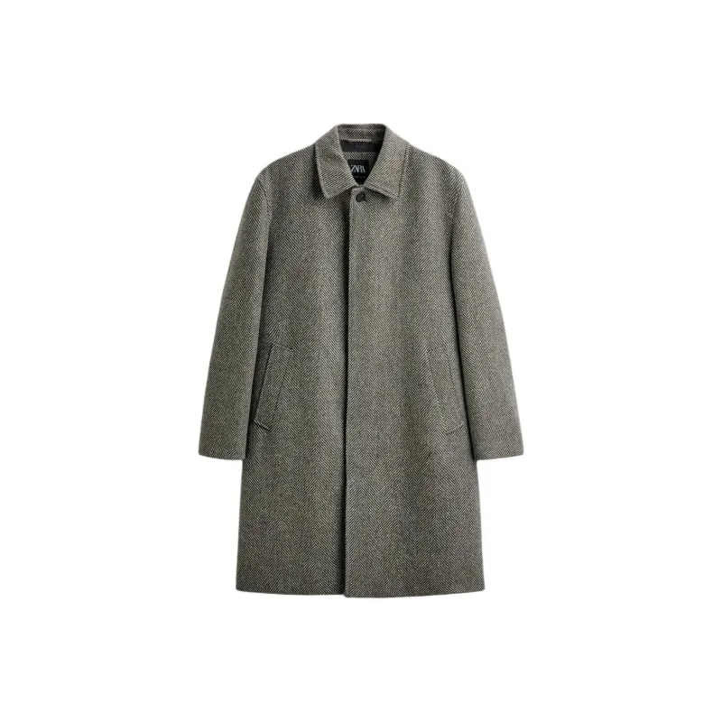 ZARA Coats Men's Zebra Print Brown-0