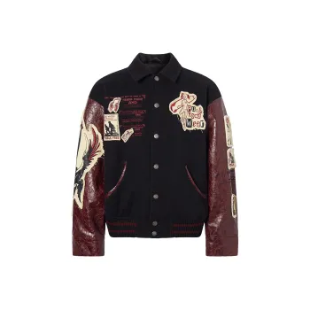 ROCAWEAR Baseball Jacket Unisex Black Red