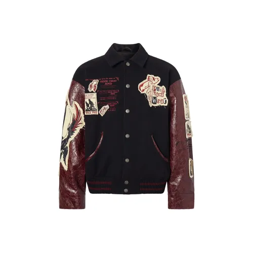 ROCAWEAR Baseball Jacket Unisex Black Red