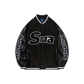 Suamoment Jacket American Casual Loose Fit Baseball Jacket Coat Unisex