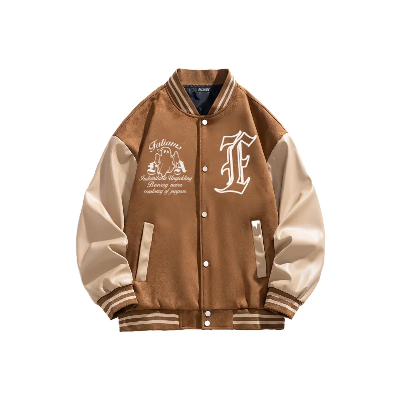 FALIAMS Baseball Jacket Unisex Beige-4