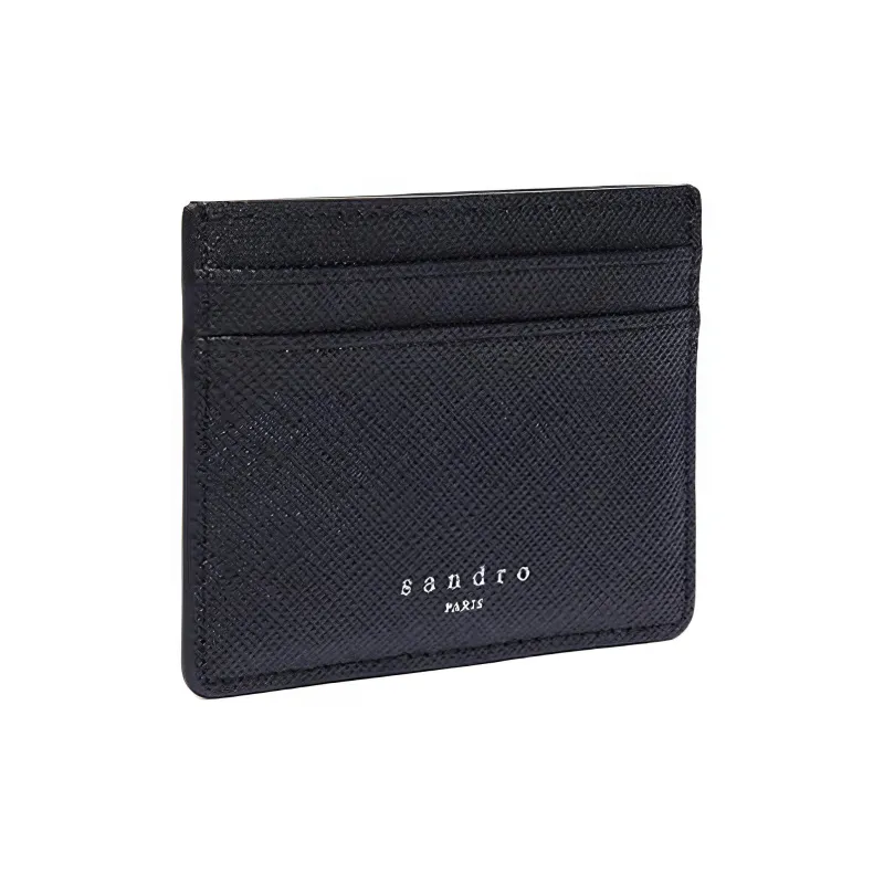 Sandro Cow Leather Card Holder Men's Black-1
