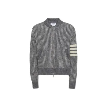 THOM BROWNE 4 Bar Chunky knit Bomber Jacket