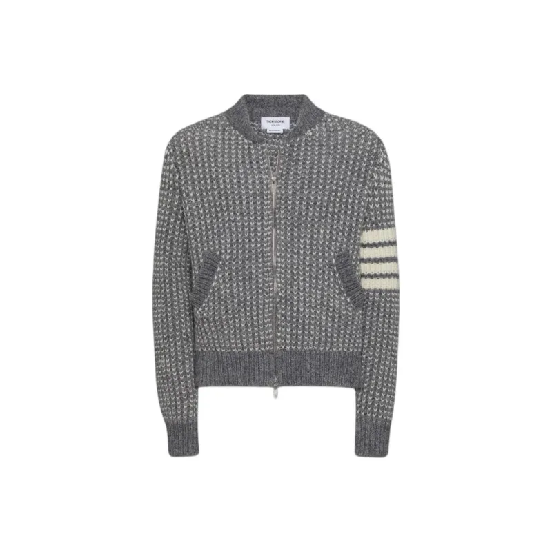 THOM BROWNE 4 Bar Chunky knit Bomber Jacket-0
