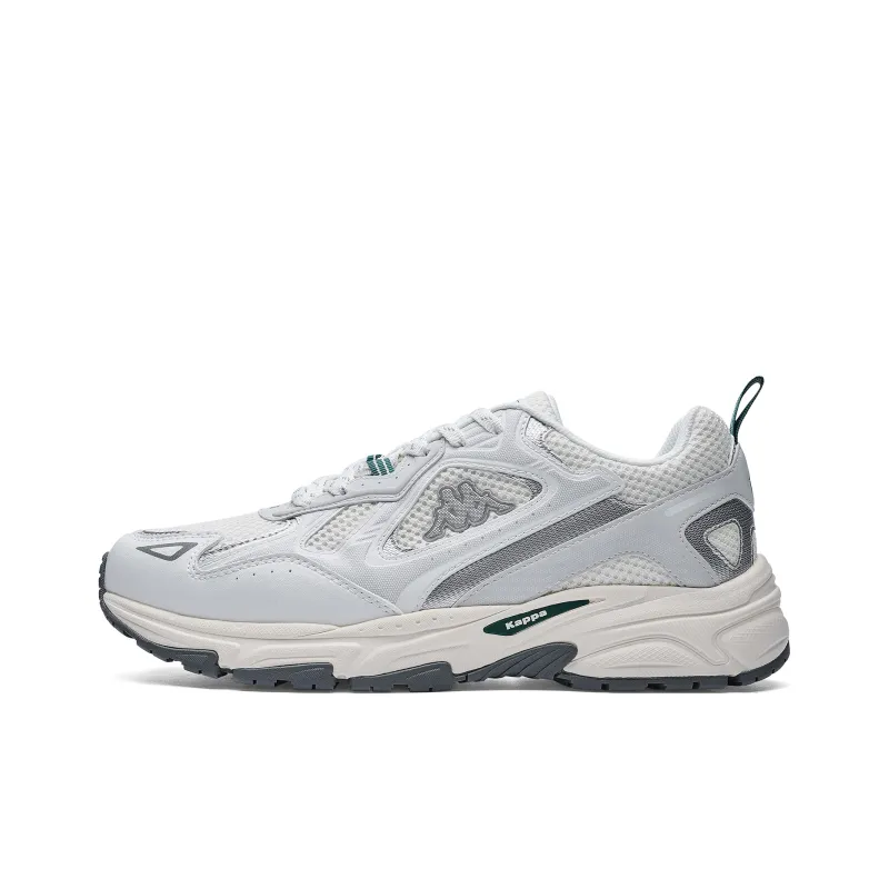 Kappa Anti-Slip Wear-Resistant Low-Top Chunky Sneakers Unisex White Gray-0
