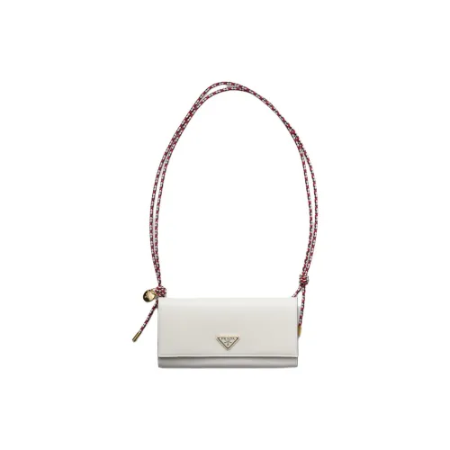 PRADA Cow Leather Shoulder Bag, Wallet Women's White