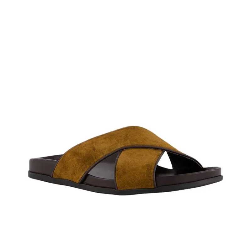 MANOLO BLAHNIK Rubber Sole Slide Slippers Men's Brown-2