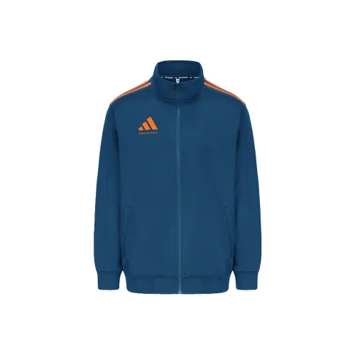 Adidas TAEKWONDO Jackets Coats Men's Dark Blue With Orange Stripes