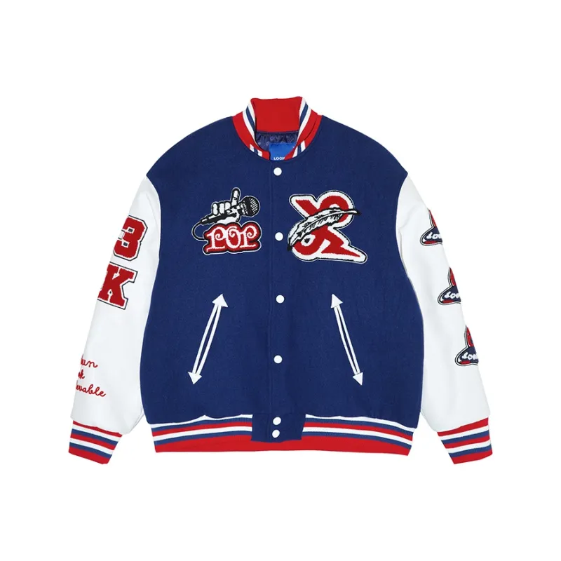 LOOKUN Baseball Jacket Unisex Blue-0