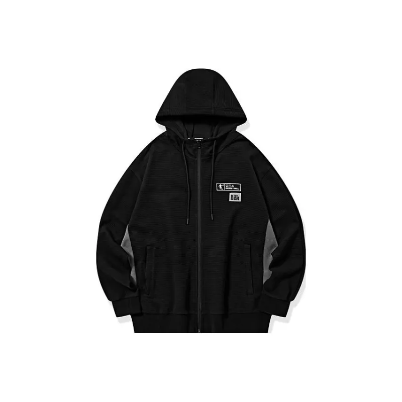 QIAODAN Jacket Men's Black Slate Gray-0