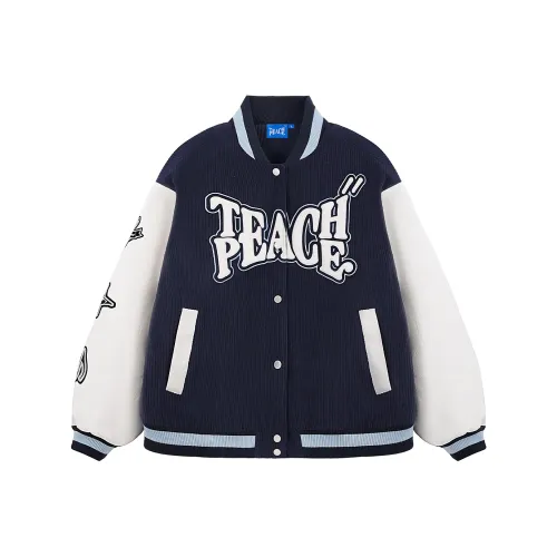 Teach Peace Baseball Jacket Unisex Navy Blue