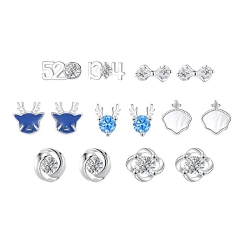 KINGFOCUS 999 Fine Silver Needle Stud Earrings Women's