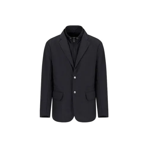 EMPORIO ARMANI Single breasted Jacket With Full zip Detachable Inner Panel In Lightweight Nylon Seersucker