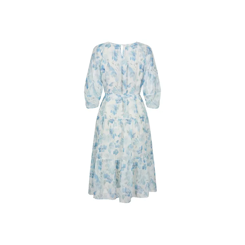 JZ. ANNAKRO Long Sleeved Dress Women's Flower Light Blue-1