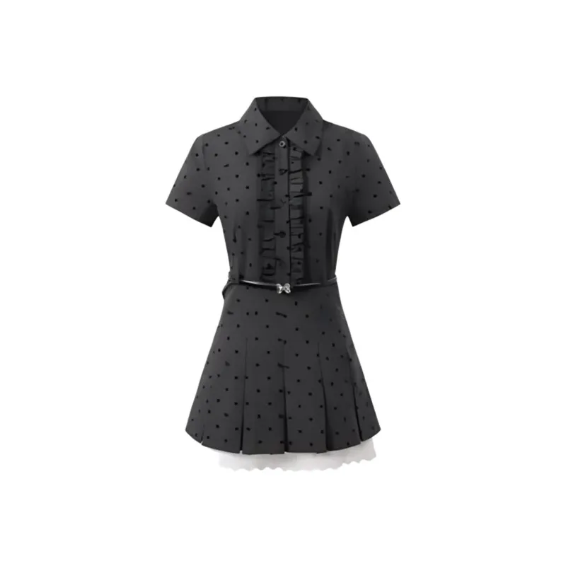 XUANSHU Short Sleeved Dress Women's Gray-2