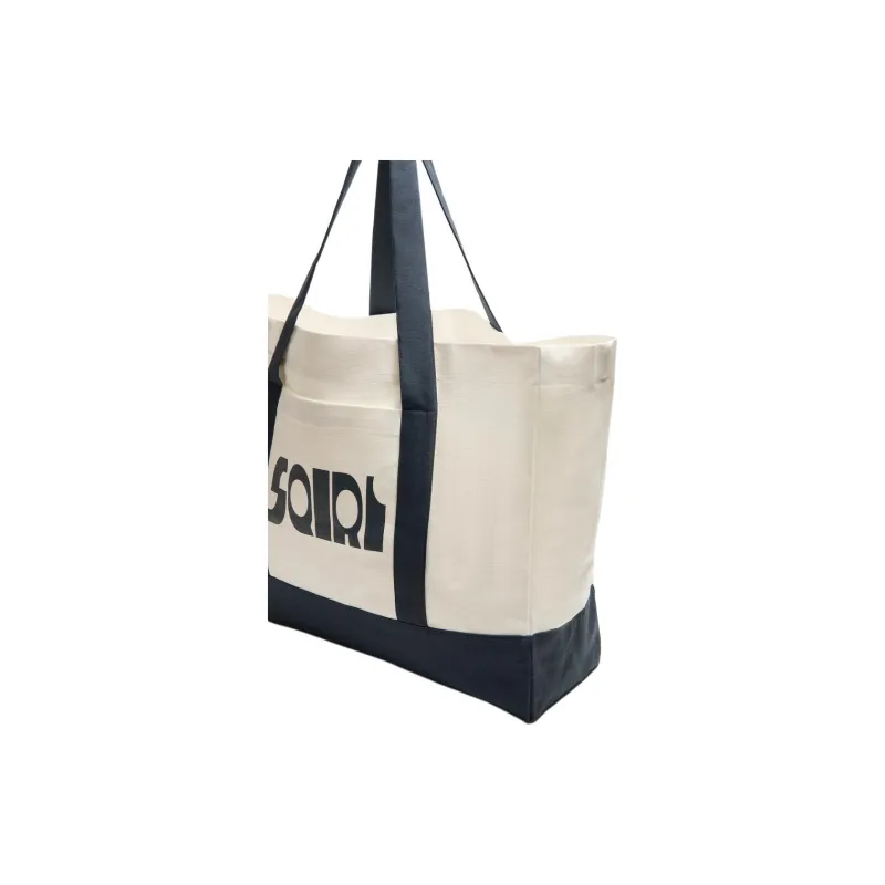 ZARA Cotton Tote Bag Shopping Bag Crossbody Bag Shoulder Bag Men's Beige & Marine Blue-2