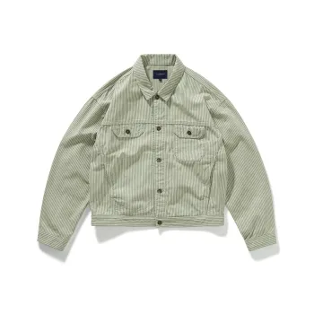 714STREET Jackets Coats Unisex Green Stripes