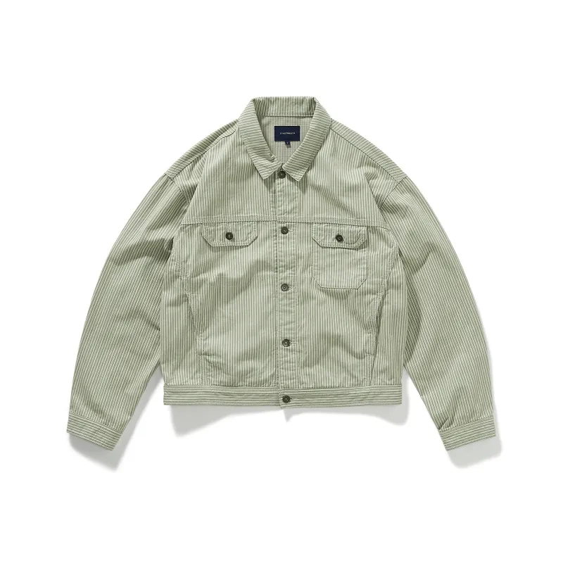 714STREET Jackets Coats Unisex Green Stripes-0