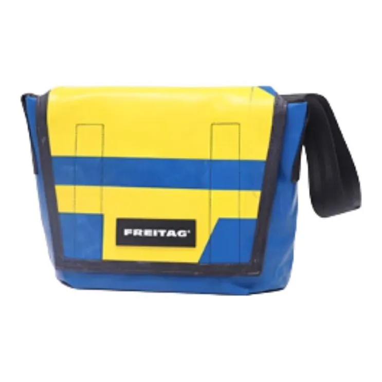FREITAG Lassie PVC Messenger Bag, Crossbody Bag, Shoulder Bag Medium Size Unisex Light Yellow & Blue-1