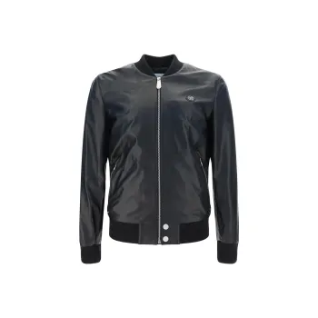 PHILIPP PLEIN Zip Up Straight Hem Bomber Jacket