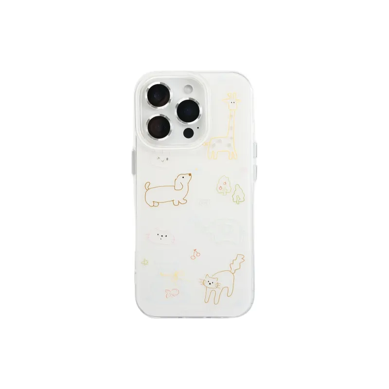 Wei Xin Acrylic Material Multicolor Line Animal Phone Cases Compatible With IPhone 16/15 Pro Max/Apple 13/14 Pro/Max-2