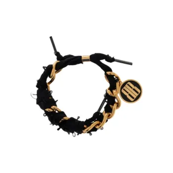 Balenciaga Fabric, Brass, Metal Bracelets Men's Black