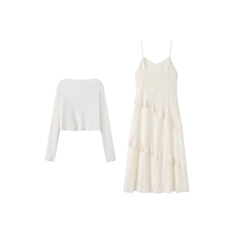 GULIANFEI Skirt Set Women's White+Apricot-1